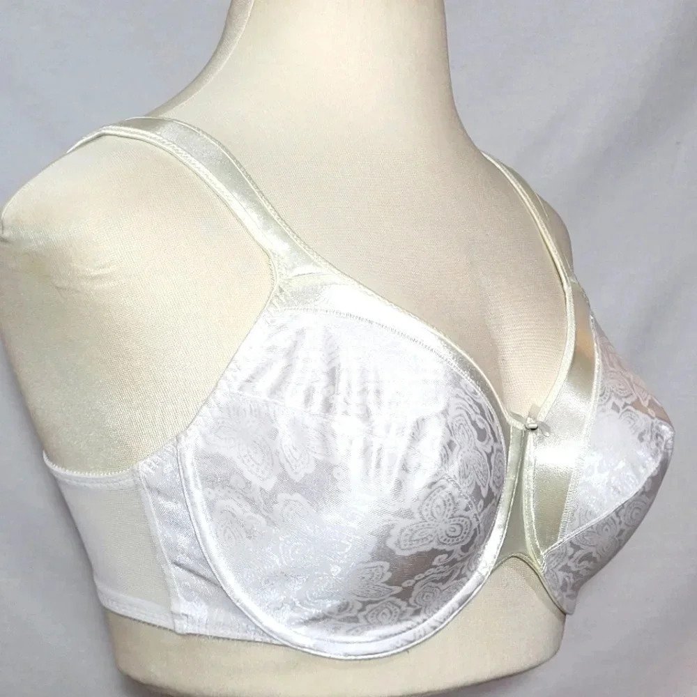 36D Bali 3562 Satin‎ Tracings Underwire Bra White  New with Tags - Picture 2 of 3